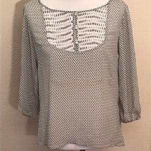Skies Are Blue Shirt Womens Size S White Gray Sheer Pullover Polyester 102249